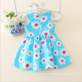 Kurze Kinder Kleider Designs Blumenkleid BlueColor Casual Cotton Fashion Designs Sommer Kinder Mädchen Kleid mit zwei Bögen